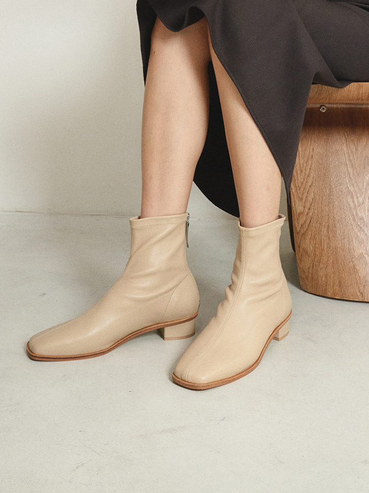 016 slim square toe boots (beige)