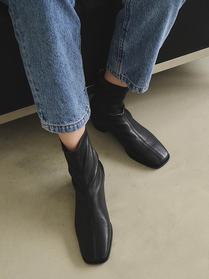016 slim square toe boots (black)